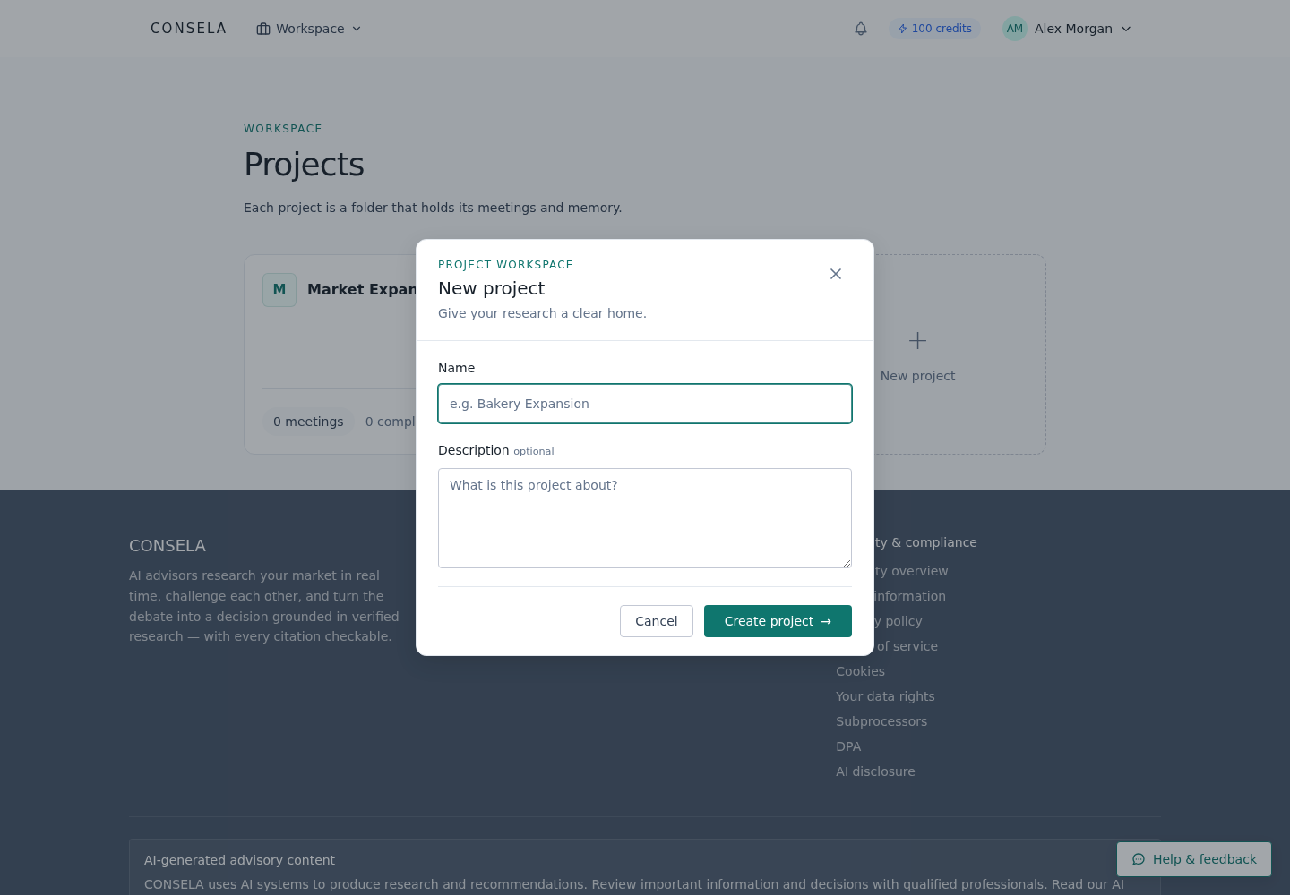 New project form for the fictional Northstar Labs Market Expansion project